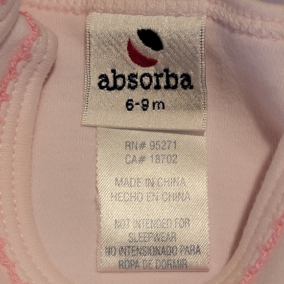 ABSORBA ♡ Thick Cotton Pink Onesie w/Embroidered Pink Stitched Bébé 'n Trim 6-9M - Picture 15 of 17